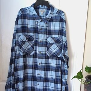 NEW. Ocean & Coast Blue Plaid Flannel Shirt. Men's Size 4X. Big & Tall